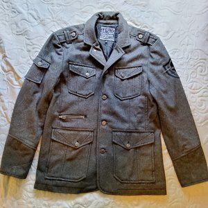 Mens Affliction Grey Embroidered Live Fast Jacket